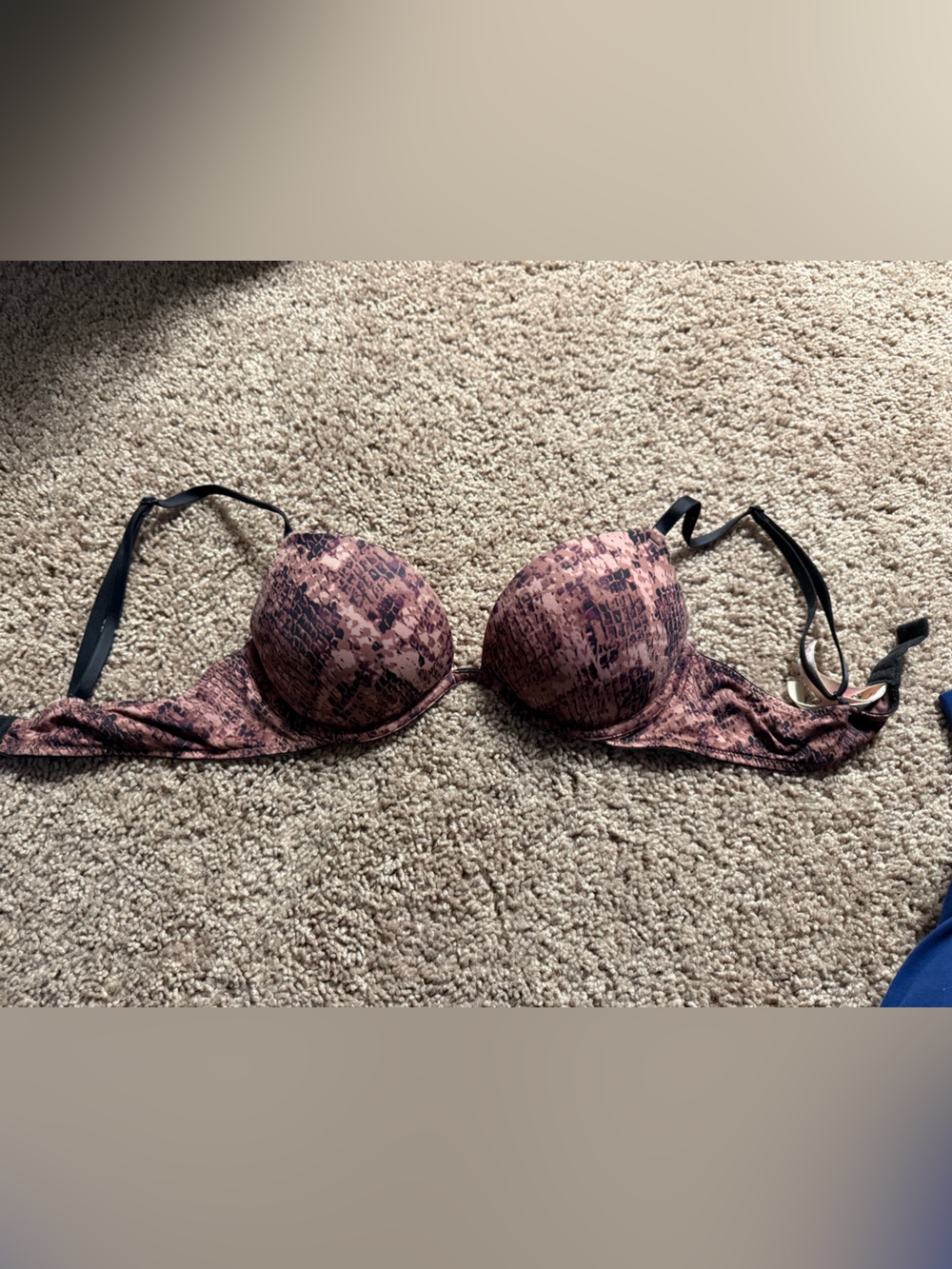 PINK Victoria's Secret Pink Mauve Snake-Print Push-Up Bra